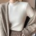 K Slim-fit Half-turtleneck Sweater As A Base Layer; Plus-fleece Warm Top With A Small Collar For Women; Long Sleeves_ecoleips.com