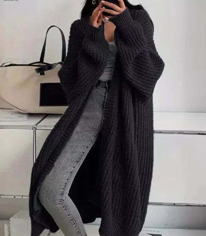 Women's Clothing Women's Oversized Long Cardigan Sweater - Soft Knit Open Front Coat, Loose Fit Long Sleeve Wrap, Elegant V-Neck For Fall & Winter_ecoleips.com