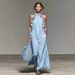 Elegant Halter Neck Maxi Dress With Ruffle Trim, Loose Fit Flowy Summer Long Dress For Women Lightweight & Breathable Fabric_ecoleips.com