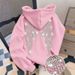 Rhinestone Wings Long Sleeved Pullover Sweatshirt Hoodie For Men And Women_ecoleips.com