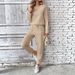 Aria Basics Cross-border Women's Clothing European American Round-neck Long-sleeve Top Pants Set For Women, Autumn And Winter_ecoleips.com