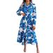 Women's Clothing Spring And Summer European And American Flower Lapel Tie Shirt Dress Long Skirt_ecoleips.com