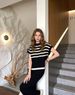 Women's Striped Knit Top And Wide Leg Pants Set Simple High-End Fashionable Clothing_ecoleips.com