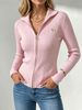 Loose Collar Knit Top, Skin-friendly Long Sleeve Tee_ecoleips.com