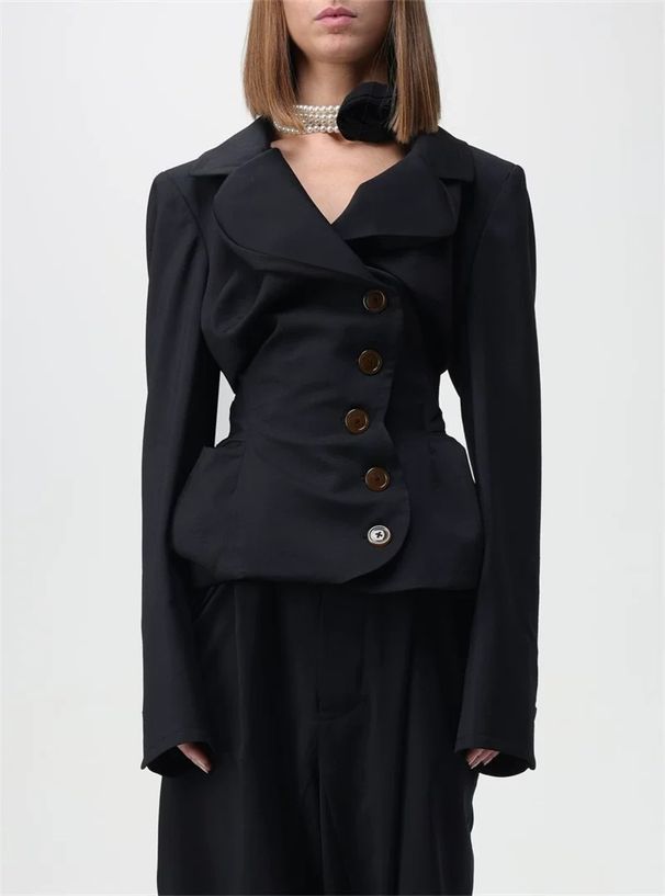 2025s Classic Style Of Empress Dowager Xi~Irregular Pleated Drunken Jacket, Socialite Button Suit Short Skirt Set_ecoleips.com