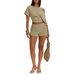 Women's Casual Slim Fit T-Shirt And High-Waisted Shorts Set Off-Shoulder Short Sleeve Style Home Wear_ecoleips.com