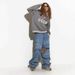 Oversized V-Neck Knit Top – Slouchy Textured Yarn Pullover With 3D Typography (Breathable Cotton-Poly Blend, Drop-Shoulder Silhouette, Unisex Appeal)_ecoleips.com