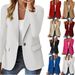 Women's Clothing Women's Fall Long Sleeve Shirt Collared Casual Loose Fit Solid Color Top Blouse_ecoleips.com