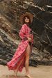 Bohemian Beach Cover-Up - Lightweight 100% Cotton Kimono With Floral Print For Swimwear & Summer (Pink, Blue, Black/White, One Size)_ecoleips.com