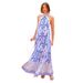 2025 Foreign Trade European And American Style Printed Halter Neck Sleeveless Backless Tie-up Ruffle Long Dress_ecoleips.com