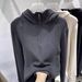 European Solid Color Half Zipper Abraded Thickened Hooded Sweater Women's German Velvet Bottoming Top Hoodie_ecoleips.com