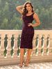 Women's Clothing Solid Color One Line Collar Long High End Temperament Slim Suspender Sequin Evening Dress Bridesmaid Dress_ecoleips.com
