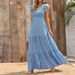 2026 Summer Bohemian V-Neck High-Waist Printed Vacation Long Dress With Floral Patchwork For Women_ecoleips.com