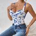 Floral Print Slim Fit Fishtail Camisole Top Sexy Hot Girl Vest Women's Clothing_ecoleips.com