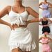 Women's Clothing Style Swimwear Bodycon Skirt Two Piece Swimsuit Three Piece Set Tie Up Beach Bikini Beach & Pool Ready_ecoleips.com