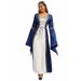 2025 European And American Style Square Neck Flared Sleeve Long Dress Gothic Retro Women's Clothing Medieval Court Gown_ecoleips.com