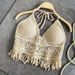 Women Crochet Halter Top Summer Beach Knit Crop Tank Fringe Boho Lace Up Backless Cami Blouse Festival Vacation Wear_ecoleips.com