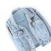 Women's Pearl Rhinestone Denim Jacket Light Blue Washed Distressed Loose Fit Y2K Style_ecoleips.com