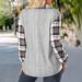 Women's Clothing Autumn Plaid Striped Stitching Retro Pullover Sweater T Shirt_ecoleips.com