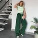 Women's Clothing Contrast Color Round Neck Short Sleeve Fashion Casual Solid Color Wide Leg Pants Suit_ecoleips.com