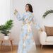 Women's Clothing Modest Abaya Dress Plus Size Embroidered Abaya Dress Set – Luxe Acetate Modest Outfit With 3D Floral (Long Sleeve & Cardigan)_ecoleips.com