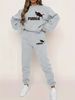 Women's Autumn And Winter Hip-hop Casual Street Letter Printed Round Neck Sports Shirt+sports Pants Warm Suit-622_ecoleips.com