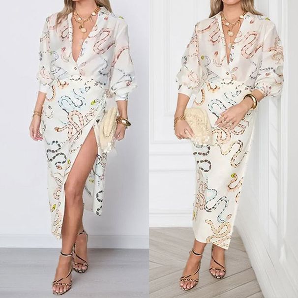 Women's Clothing Spring Elegant Comfortable Printed Long Sleeve Shirt Set For Women's Wear Long Sleeve For Formal & Casual_ecoleips.com
