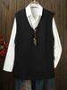Plus Size Hollow Knit Vest, Loose V-Neck Sleeveless Top, Casual Layering Waistcoat_ecoleips.com