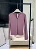 al0 Ribbed V-neck Zipper Bottoming Shirt Casual Sports Fitness Yoga Versatile Slim Long-sleeved Top_ecoleips.com