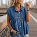 Women's Fashionable Comfortable Casual Commuter Faux Denim Top Spring Summer New_ecoleips.com