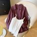 Women's Clothing Women's Style Three Piece Set Long Sleeved Shirt Belt Vest Real Photos Simple Clothing For Formal & Casual For Women_ecoleips.com