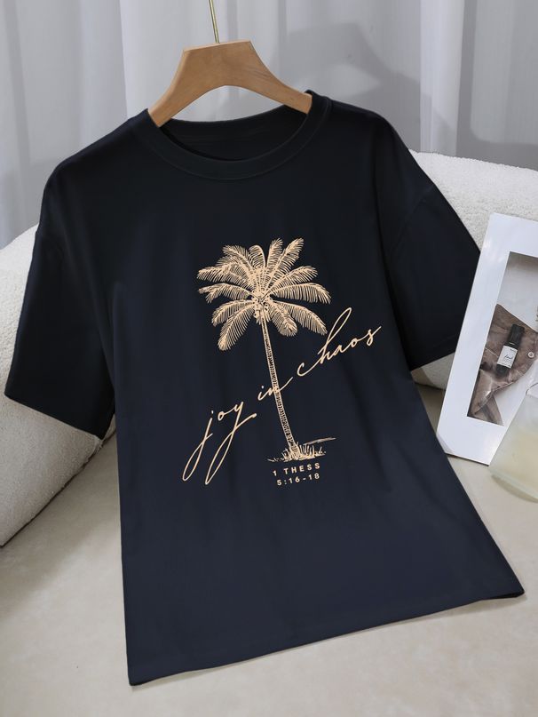 Women's Casual Round Neck Short Sleeve T-Shirt Multi-Color American Style Simple Fashionable Sports Top Solid Loose Printed_ecoleips.com
