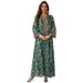 Elegant Green Embroidered Jalabiya Dress For Women – Traditional Middle Eastern Abaya With Long Sleeves, Perfect For Home & Social Gatherings_ecoleips.com