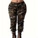 Camo Print Flap Pockets Cargo Pants Casual Straight Leg Pants For Spring Summer Women's Clothing_ecoleips.com