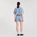 Women's Retro Rhinestone Detail Casual Shirt And Denim Shorts Set Heavy Duty Loose Fit American Style Fashion_ecoleips.com