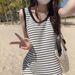 Summer New Striped Camisole For Women Plus Size Loose Fit Long Dress European And American Style_ecoleips.com