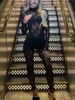Sheer Mesh Jumpsuit With Lace Cutouts - Sexy Long Sleeve Bodysuit Pants For Nightclub & Party - Stretchy Polyester Siren Red & Black Tight-Fit Romper_ecoleips.com