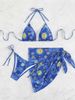 Van Gogh Starry Night Print Halter Triangle Bikini Set Women's Adjustable Ties Beach Swimwear for Tropical Vacations_ecoleips.com