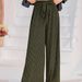 Women's Casual Trousers In Military Green, Relaxed Fit Pull-On Pants With Stylish Asymmetrical Detail_ecoleips.com