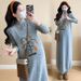 Autumn Winter New Korean Fashion Embroidered Ruffled Maternity Dress_ecoleips.com