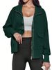 Women's Casual Zip-Up Sweatshirt Jacket, Soft Breathable Fabric, Full Zip Bomber Jacket, Trendy Hoodless Sweatshirt, Long Sleeve Loose Outwear_ecoleips.com