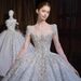 Court-Style Wedding Dress | Luxury Princess Ball Gown With Long Train | High Waist A-Line Bridal Gown | Lace Long Sleeves | XS-XXL_ecoleips.com