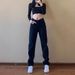 Black Slim-fit Straight-leg Jeans For Women, 2025 Spring New Style, High-waisted, Trendy, Loose Wide-leg, Elegant_ecoleips.com