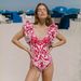 New Women's Ruffled Ethnic Print One Piece Swimsuit American Style Hot Selling Item Swimwear_ecoleips.com