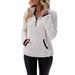 Women's Long Plush Sweatshirt Autumn Winter Zipper Pocket Semi High Collar American Style_ecoleips.com