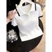 Women's High-End Knit Top Gray Collar Short Sleeved Fashionable Stylish Versatile Slimming New Style_ecoleips.com
