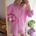 Women's Clothing Versatile Shirt Elastic Waist Shorts Cotton Linen Two Piece Set_ecoleips.com