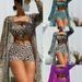 Women's Clothing Split Swimsuit Cover Up Three Piece Set Gathered Beach High Waist Flat Swimming Trunks_ecoleips.com