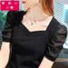 Ice Silk T-Shirt For Women's Summer Short-Sleeved Body, French Court-Style Puffed Sleeve Top, Trendy_ecoleips.com
