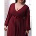 Women's Plus Size V Neck Long Sleeve Appliqué Elegant Evening Dress Prom Dress Party Dress Bridesmaid Dress_ecoleips.com